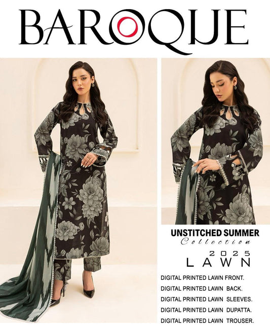 Unstiched 3 pc BAROQUE Allover printed Premium Lawn Bd-03